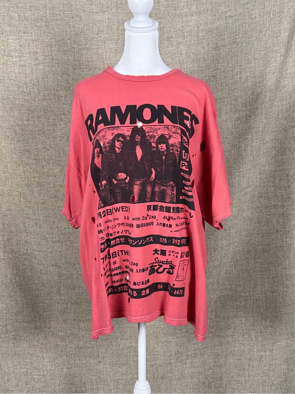 Ramones Oversized Distressed Graphic Short Sleeve Tee